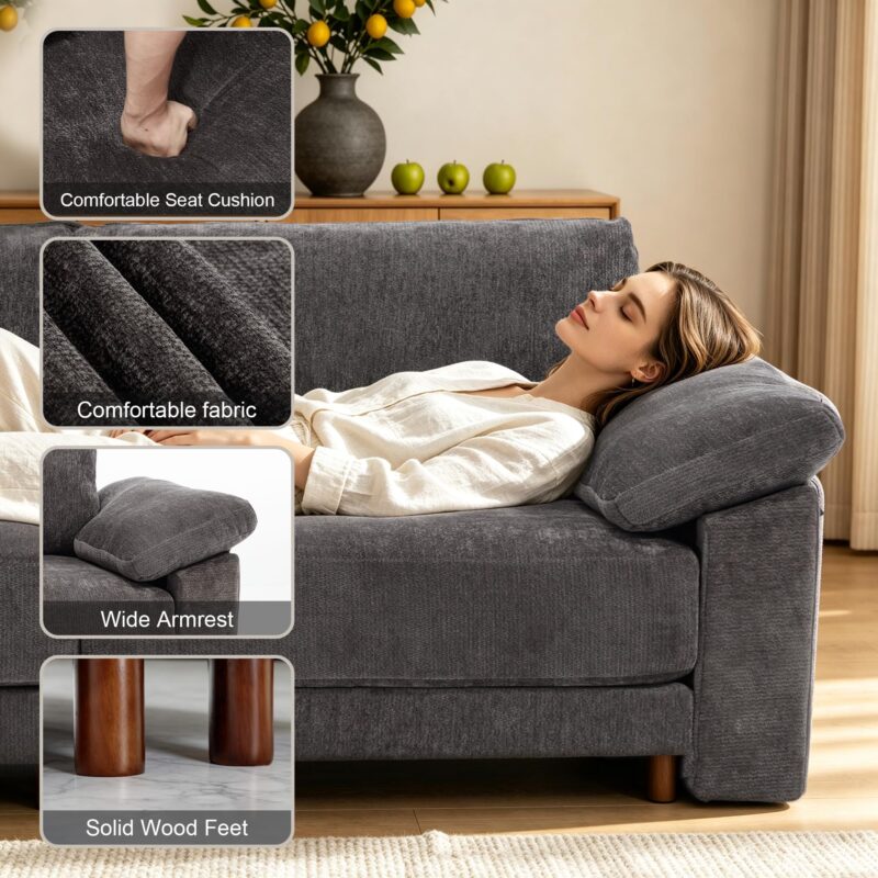 112'' L Shaped Sectional Couch for Living Room, Extra Deep Seat Modular Sectional Sofa with Washable Covers, 3-Seat Modern Cloud Couch for Apartment, Bedroom, Office, Gray - Image 2