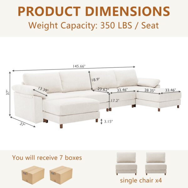 Oversized L Shaped Sectional Couch for Living Room, Extra Large Deep Seat Modular Sectional Sofa with Washable Covers, Modern Cloud Couch for Apartment, Bedroom, Beige
