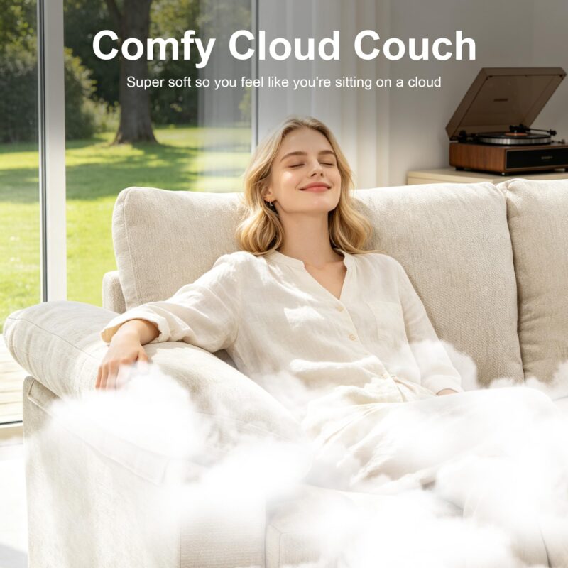 Oversized L Shaped Sectional Couch for Living Room, Extra Large Deep Seat Modular Sectional Sofa with Washable Covers, Modern Cloud Couch for Apartment, Bedroom, Beige - Image 3