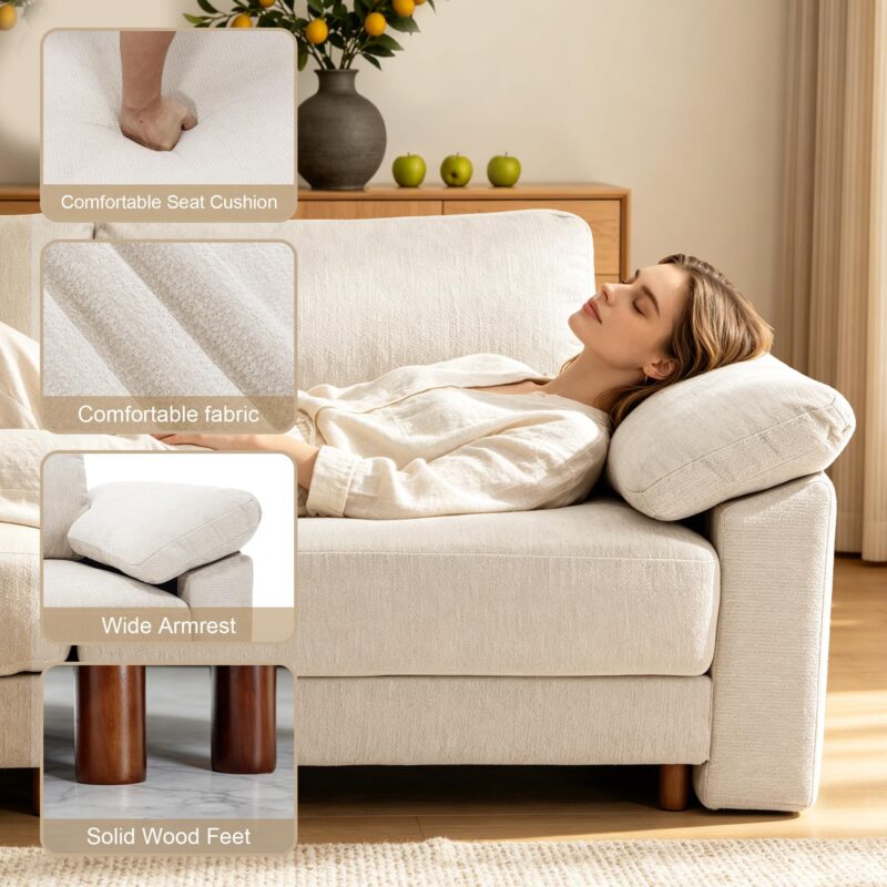 Oversized L Shaped Sectional Couch for Living Room, Extra Large Deep Seat Modular Sectional Sofa with Washable Covers, Modern Cloud Couch for Apartment, Bedroom, Beige - Image 5