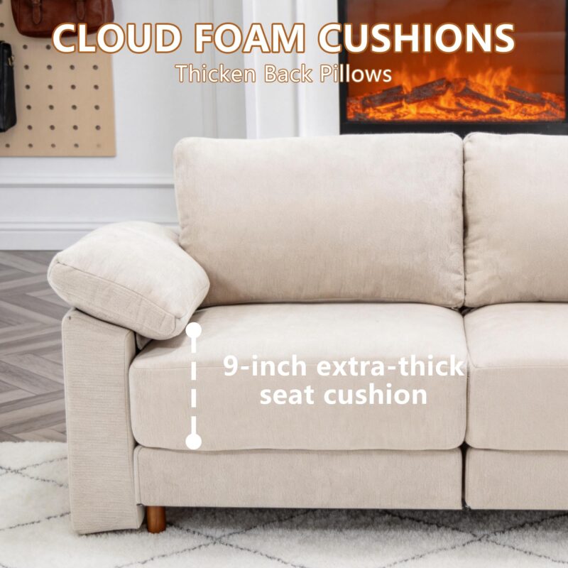 Oversized L Shaped Sectional Couch for Living Room, Extra Large Deep Seat Modular Sectional Sofa with Washable Covers, Modern Cloud Couch for Apartment, Bedroom, Beige - Image 7