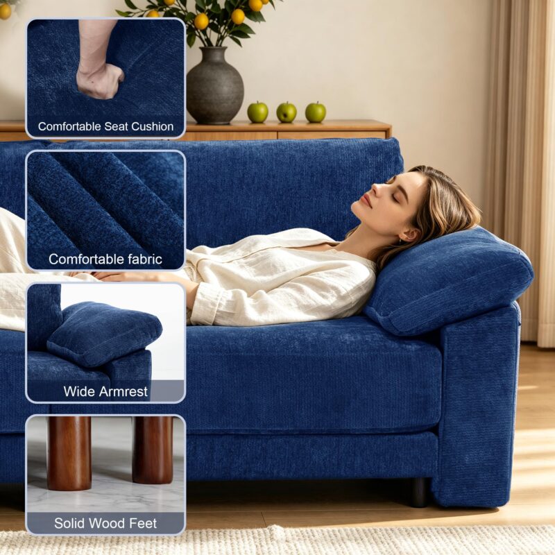 Oversized L Shaped Sectional Couch for Living Room, Extra Large Deep Seat Modular Sectional Sofa with Washable Covers, Modern Cloud Couch for Apartment, Bedroom, Blue - Image 5