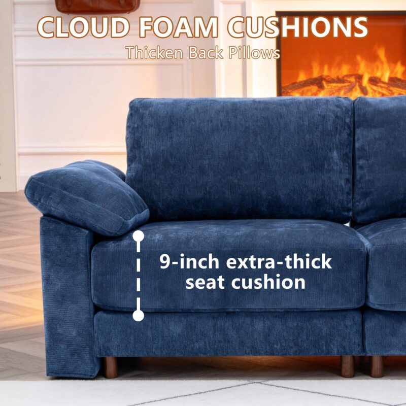 Oversized L Shaped Sectional Couch for Living Room, Extra Large Deep Seat Modular Sectional Sofa with Washable Covers, Modern Cloud Couch for Apartment, Bedroom, Blue - Image 8