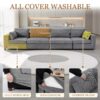 Oversized Modular Sectional Sofa, Extra Large Deep Seat Couch with Covers Removable, Modern Luxury Chenille Cloud Couch, Sectional Couches for Living Room, Apartment (Light Gray, 5 Seater+3 Ottoman) - Image 6