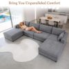 Oversized Modular Sectional Sofa, Extra Large Deep Seat Couch with Covers Removable, Modern Luxury Chenille Cloud Couch, Sectional Couches for Living Room, Apartment (Light Gray, 4 Seater+3 Ottoman) - Image 7