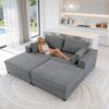Oversized Modular Sectional Sofa, Extra Large Deep Seat Couch with Covers Removable, Modern Luxury Chenille Cloud Couch, Sectional Couches for Living Room, Apartment (Light Gray, 4 Seater+3 Ottoman) - Image 8
