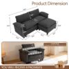YI DANICA Modular Cloud Couch Sectional, Comfy Deep Seat Sectional Sofa with Moveable Ottoman, Over-Sized Modular Cloud Sofa, Cloud Couches for Living Room (Black, 2 Seater & 1 Ottoman) - Image 2