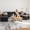 YI DANICA Modular Cloud Couch Sectional, Comfy Deep Seat Sectional Sofa with Moveable Ottoman, Over-Sized Modular Cloud Sofa, Cloud Couches for Living Room (Black, 4 Seater & 1 Ottoman) - Image 4