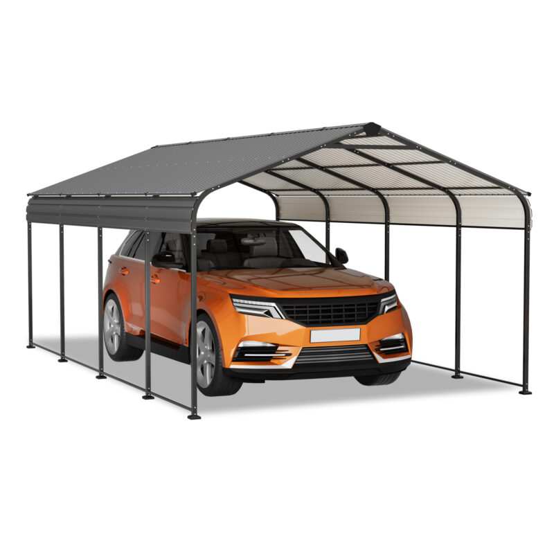12X20 FT Metal Carport, Outdoor Car Shelter All Weather, Heavy Duty Outdoor Galvanized Car Shelter for Car Boat Truck and SUVs Black - Image 15