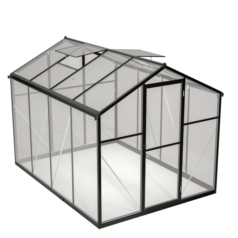 6x8 FT Greenhouse for Outdoors, Polycarbonate Greenhouse with Quick Setup Structure and Roof Vent, Aluminum Large Walk-in Greenhouse for Outside Garden Backyard, Black - Image 13