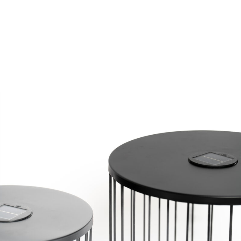 2-Pack Solar Powered Nesting Side Table Set, Modern Round End Tables with Solar LED Lights, Metal Wire Cage Accent Tables, Indoor/Outdoor Patio Nightstand for Living Room, Balcony, Garden, Matte Black - Image 11