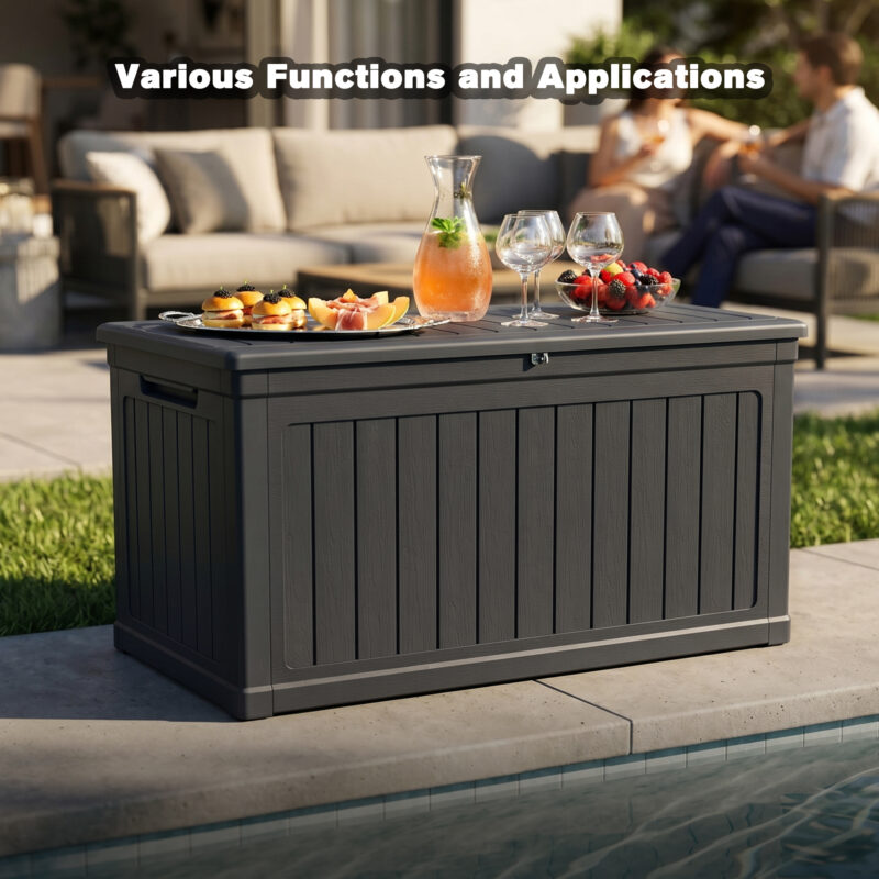 230 Gallon Large Outdoor Storage XXL Deck Box for Patio Furniture, Outdoor Cushions, Garden Tools and Sports/Pools Equipment, Waterproof Resin, Lockable, Black - Image 4