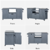 K&K 66.5" Outdoor Kitchen Island for Big Green Egg Grills, Solid Wood Outdoor Grill Cart for Tabletop Grill with Stainless Steel Top, Drawer, Compatible with Large Big Green Egg, Kamado Joe- Grey Blue - Image 9