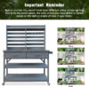 K&K 64.9"H Outdoor Potting Bench Table with Lockable Wheels, Solid Wood Outdoor Kitchen Island with Upper Hutch, Stainless Steel Top, Towel Rack ,Outdoor Storage for Grilling, Lawn Garden -Grey Blue - Image 10