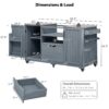 K&K 66.5" Outdoor Kitchen Island for Big Green Egg Grills, Solid Wood Outdoor Grill Cart for Tabletop Grill with Stainless Steel Top, Drawer, Compatible with Large Big Green Egg, Kamado Joe- Grey Blue - Image 14
