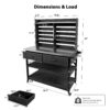 K&K 64.9"H Outdoor Potting Bench Table with Lockable Wheels, Solid Wood Outdoor Kitchen Island with Upper Hutch, Stainless Steel Top, Towel Rack ,Outdoor Storage for Grilling, Lawn Garden -Grey Blue - Image 31