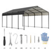 12X20 FT Metal Carport, Outdoor Car Shelter All Weather, Heavy Duty Outdoor Galvanized Car Shelter for Car Boat Truck and SUVs Black - Image 5