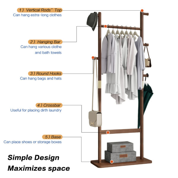 Coat Racks solid wood hanger 23.6* 11*71in Solid environmental protection easy to assemble beautiful can be placed in the bedroom/entrance/living room