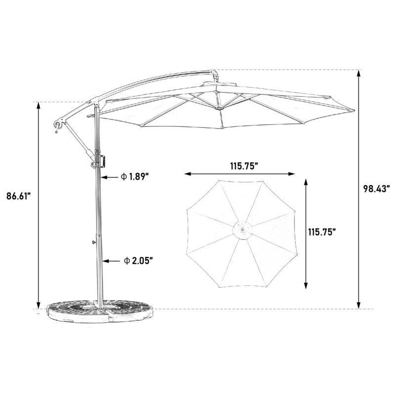 Best Choice Products 10ft Offset Hanging Market Patio Umbrella w/Easy Tilt Adjustment, Polyester Shade, 8 Ribs for Backyard, Poolside - Image 19