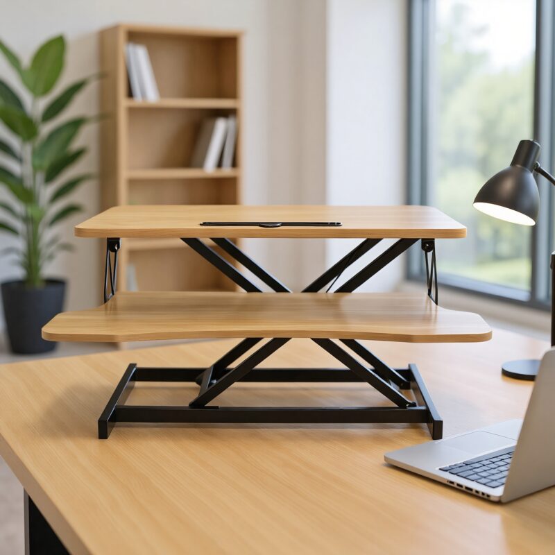 32 Inch Desk Converter, Height Adjustable Sit to Stand Riser, Dual Monitor and Laptop Workstation with Wide Keyboard Tray - Image 15
