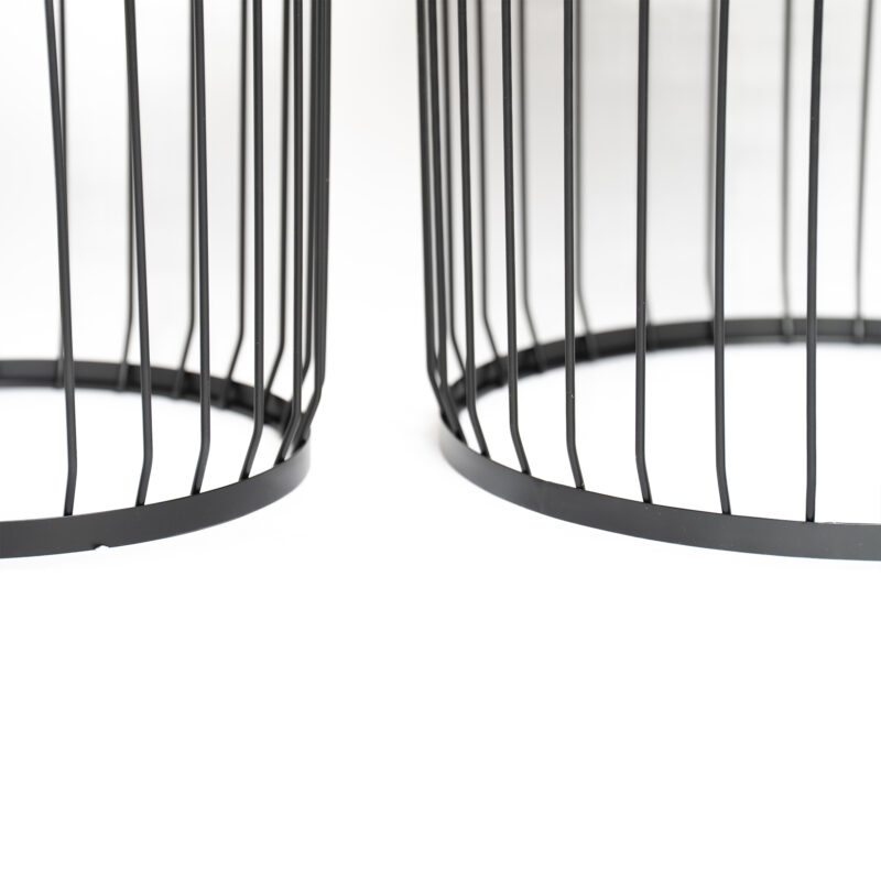 2-Pack Solar Powered Nesting Side Table Set, Modern Round End Tables with Solar LED Lights, Metal Wire Cage Accent Tables, Indoor/Outdoor Patio Nightstand for Living Room, Balcony, Garden, Matte Black - Image 10