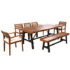 GO Outdoor Wood Dining Set For 7-8 Person, Outdoor Dining Furniture With Removable Cushions, Ergonomic Chairs And Bench, Thicker Table, Nature - Image 11