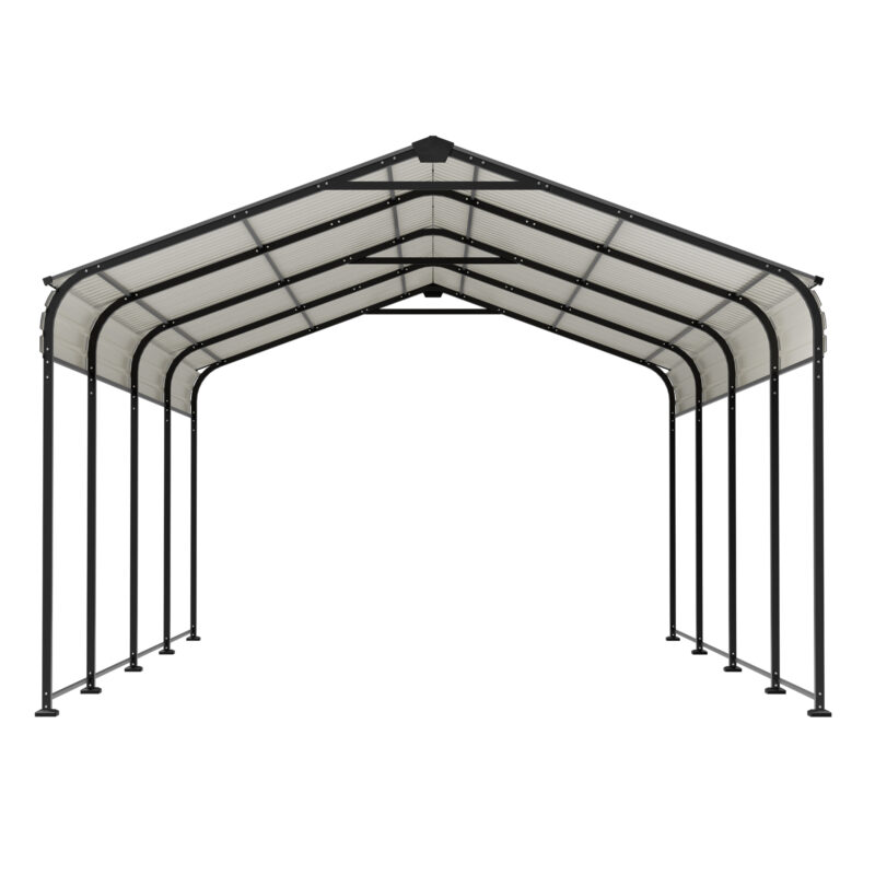 12X20 FT Metal Carport, Outdoor Car Shelter All Weather, Heavy Duty Outdoor Galvanized Car Shelter for Car Boat Truck and SUVs Black - Image 16