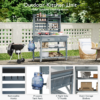 K&K 64.9"H Outdoor Potting Bench Table with Lockable Wheels, Solid Wood Outdoor Kitchen Island with Upper Hutch, Stainless Steel Top, Towel Rack ,Outdoor Storage for Grilling, Lawn Garden -Grey Blue - Image 5