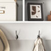 White Entryway Wall Mounted Coat Rack with 4 Dual Hooks Living Room Wooden Storage Shelf - Image 8
