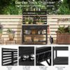 K&K 64.9"H Outdoor Potting Bench Table with Lockable Wheels, Solid Wood Outdoor Kitchen Island with Upper Hutch, Stainless Steel Top, Towel Rack ,Outdoor Storage for Grilling, Lawn Garden -Grey Blue - Image 27