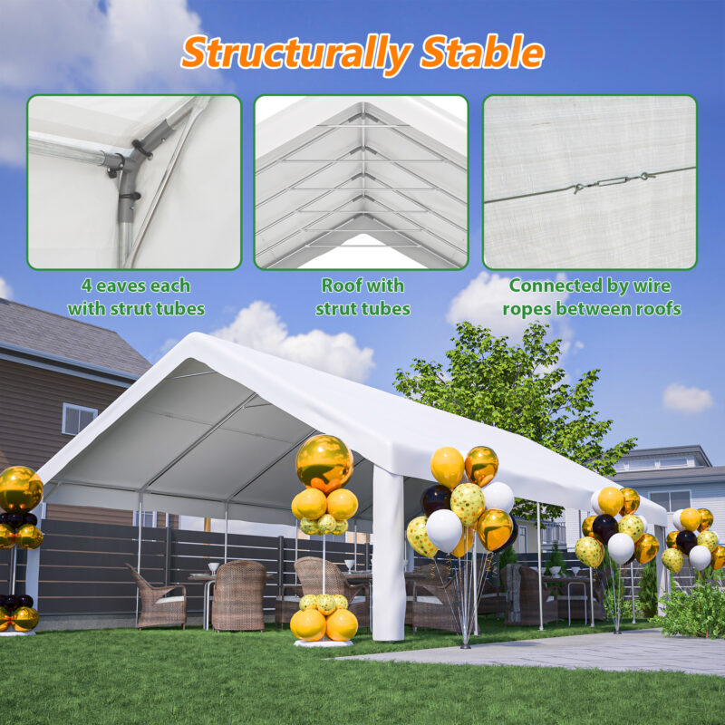 20x32 FT Party Tent with 3 Storage Bags & Removable Sidewalls, Outdoor Canopy Gazebo for Carport Camping Garden Wedding BBQ Commercial - Image 10