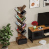 9 Tier Tree Bookshelf with Drawer Bookcase, Modern Book Storage, Free Standing Tree Bookcase, Utility Organizer Shelves for Home Office, Living Room, Bedroom, Rustic Brown - Image 3