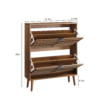 Medieval Modern Independent Shoe Cabinet, 31.5-inch Walnut Shoe Storage Cabinet,, Fence Shoe Cabinet with 2 Flip Drawers, Suitable For Corridors And Entrances - Image 9