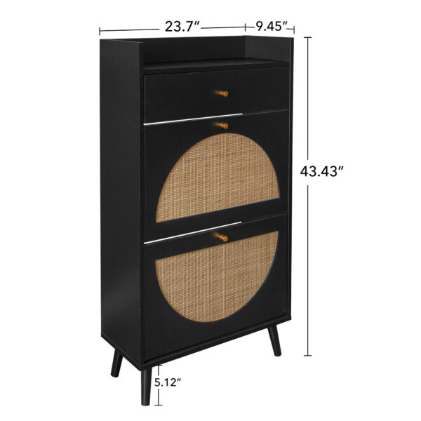 Rattan, Allen 2 door 1 drawer cabinet, shoe rack, double layer, suitable for entrance