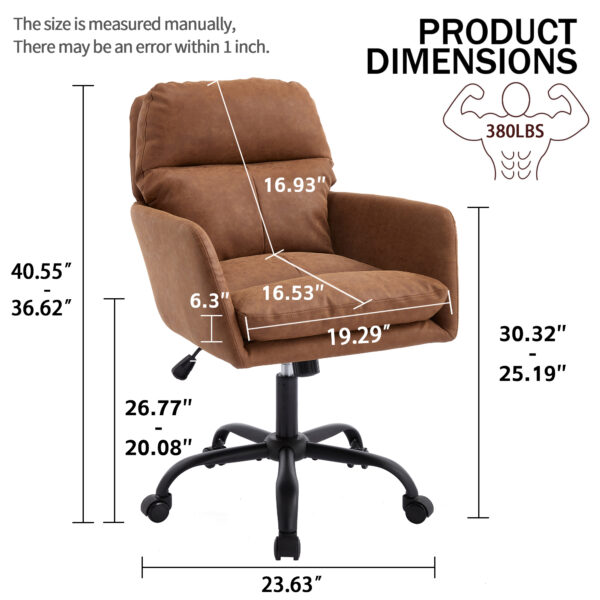 Artificial leather, PU leather, black base, adjustable in height, suitable for office, bedroom, dressing table and other environments. An office chair