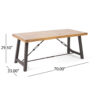 Outdoor Acacia Wood Metal Base Dining Table, Teak - Image 4