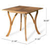 Outdoor Acacia Wood Square Dining Table - 31.50"L x 31.50"W x 30.00"H - Natural brown - Image 4