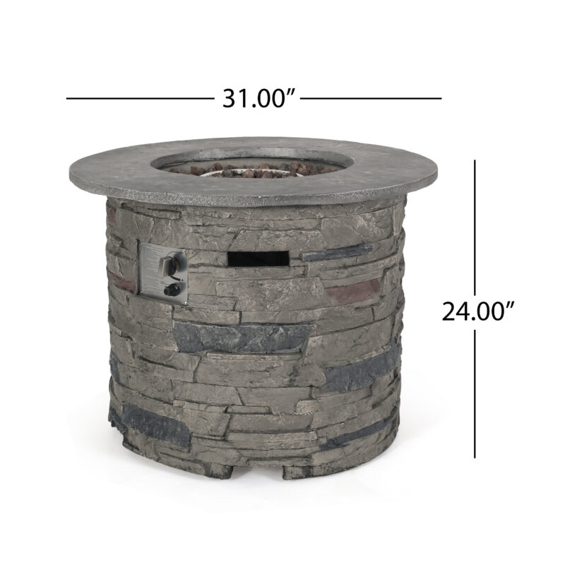 Outdoor 32" Round MgO Propane Fire Pit, Grey Top - 40,000 BTU - Image 4