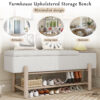 TREXM Farmhouse Upholstered Storage Bench with Hidden Compartment, Modern Entryway Bench for Living Room, Entryway, and Hallways - Image 5