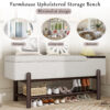 TREXM Farmhouse Upholstered Storage Bench with Hidden Compartment, Modern Entryway Bench for Living Room, Entryway, and Hallways - Image 9
