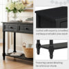 TREXM Daisy Series Console Table Traditional Design with Two Drawers and Bottom Shelf (Black) - Image 4