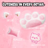 Cat Ears Pink Gaming Chair - Pink PU Leather Ergonomic Reclining Office Chair with Footrest, 310lb Capacity, 6-Position Recline, 360° Swivel - Image 3