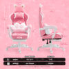 Cat Ears Pink Gaming Chair - Pink PU Leather Ergonomic Reclining Office Chair with Footrest, 310lb Capacity, 6-Position Recline, 360° Swivel - Image 2