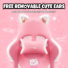 Cat Ears Pink Gaming Chair - Pink PU Leather Ergonomic Reclining Office Chair with Footrest, 310lb Capacity, 6-Position Recline, 360° Swivel - Image 6