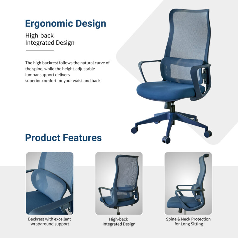 Ergonomic Colorful Office Chair 350LBS Home Office Mesh Breathable High Back, With Adjustable Lumbar Support Computer Chair, Integrated Molded Foam Seat Cushion, Fireproof - Image 19