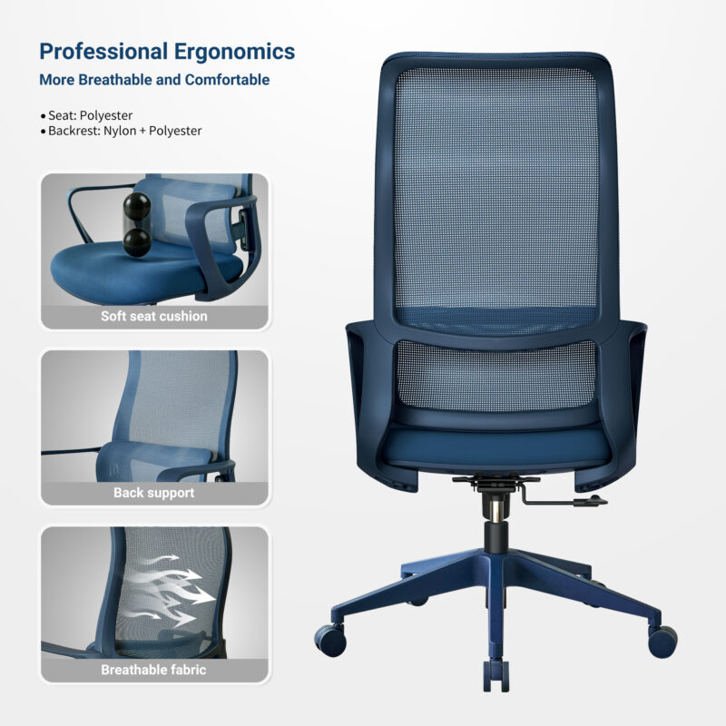 Ergonomic Colorful Office Chair 350LBS Home Office Mesh Breathable High Back, With Adjustable Lumbar Support Computer Chair, Integrated Molded Foam Seat Cushion, Fireproof - Image 23