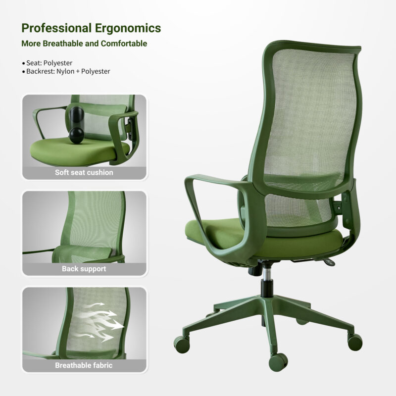 Ergonomic Colorful Office Chair 350LBS Home Office Mesh Breathable High Back, With Adjustable Lumbar Support Computer Chair, Integrated Molded Foam Seat Cushion, Fireproof - Image 17