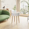 18"H Nightstand with Storage Drawer & Oak Legs Bedside Table, Sofa Side Coffee Table for Bedroom, Living Room, White - Image 2