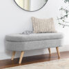 Ottoman Oval Storage Bench,Rubber Wood Legs, Beige(43.5"x16"x16") - Image 11