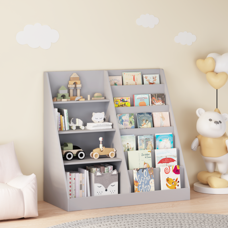 Kids Bookshelf and Toy Storage Organizer, Multifunctional 4 Tier Wooden Kids Book Shelf with Bookcase Display Stand in Kids Room Playroom Nursery for Kids, Children, Toddlers - Image 10